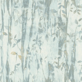 Galerie Atmosphere Aqua Batik Leaves Smooth Wallpaper