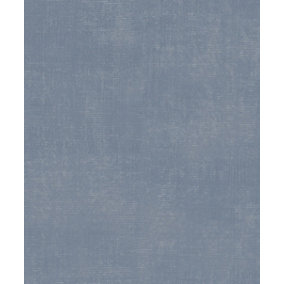 Galerie Atmosphere Blue Metallic Linen Smooth Wallpaper