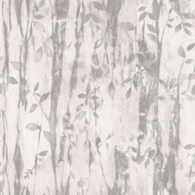 Galerie Atmosphere Grey Batik Leaves Smooth Wallpaper