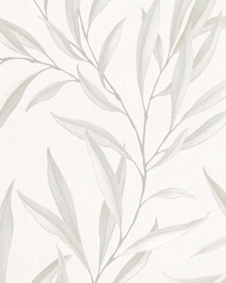 Galerie Avalon Beige Large Leaf Trail Embossed Wallpaper