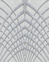Galerie Avalon Grey Silver Art Deco Embossed Wallpaper