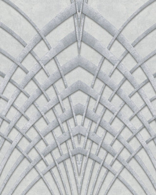Galerie Avalon Grey Silver Art Deco Embossed Wallpaper