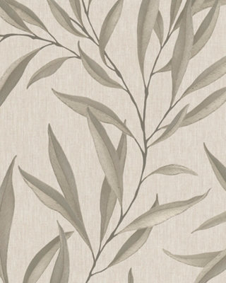 Galerie Avalon Muted Gold Large Leaf Trail Embossed Wallpaper