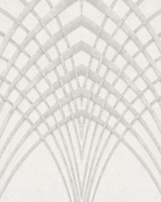 Galerie Avalon White Beige Art Deco Embossed Wallpaper