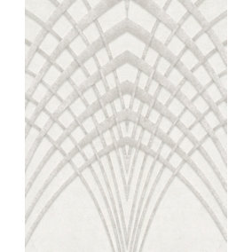Galerie Avalon White Beige Art Deco Embossed Wallpaper