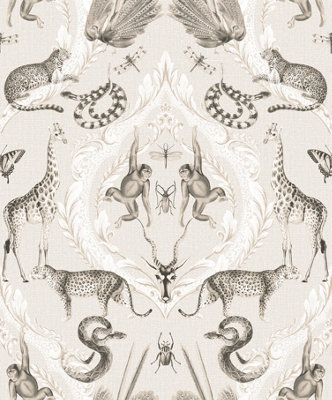 Galerie Bazaar Beige Black Menagerie Smooth Wallpaper