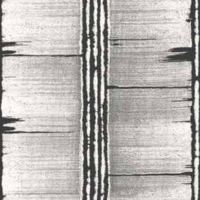 Galerie Bazaar Black Grey Bark Stripe Smooth Wallpaper
