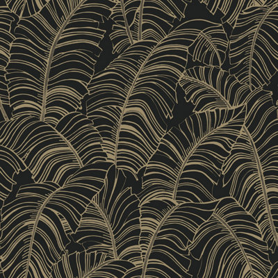 Galerie Bazaar Black Light Ochre Broadleaf Smooth Wallpaper