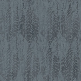 Galerie Bazaar Dark Teal Wasabi Leaves Smooth Wallpaper