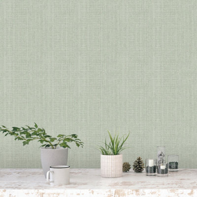 Galerie Bazaar Green Moss Stripe Smooth Wallpaper