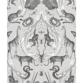 Galerie Bazaar Grey Black Menagerie Smooth Wallpaper