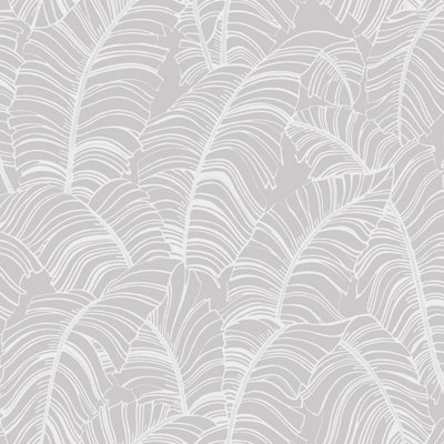 Galerie Bazaar Light Grey Broadleaf Smooth Wallpaper