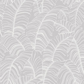 Galerie Bazaar Light Grey Broadleaf Smooth Wallpaper