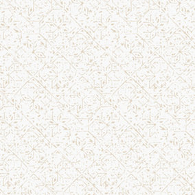 Galerie Bazaar Neutral Taupe Tangier Tile Smooth Wallpaper
