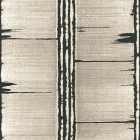 Galerie Bazaar Taupe Black Bark Stripe Smooth Wallpaper