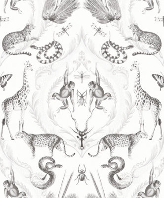 Galerie Bazaar White Greys Menagerie Smooth Wallpaper