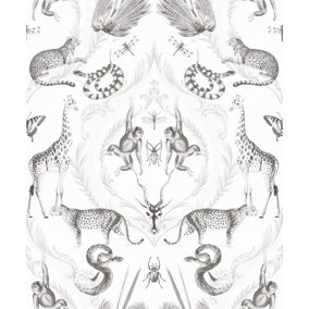 Galerie Bazaar White Greys Menagerie Smooth Wallpaper
