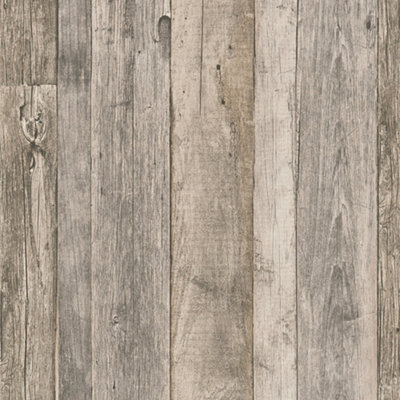 Galerie Beige Reclaimed Wood Effect Motif Wallpaper