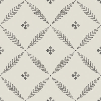 Galerie Blomstermala Black White Monochrome Leaf Trellis Smooth Wallpaper