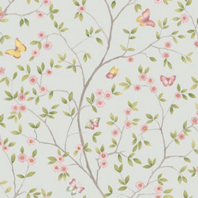 Galerie Blomstermala Blue Pink Green Butterfly Trail Smooth Wallpaper