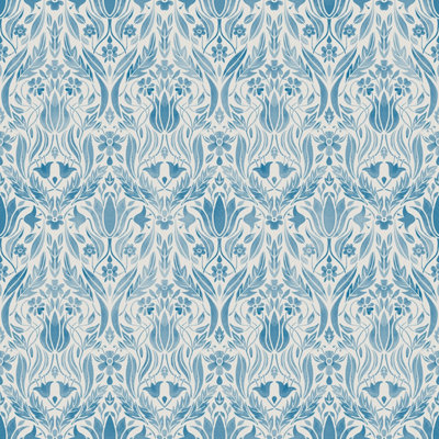 Galerie Blomstermala Blue White Floral Collage Smooth Wallpaper