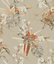 Galerie Blooming Wild Beige/Orange Exotic Parrot Motif Wallpaper Roll