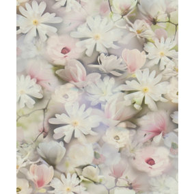 Galerie Blooming Wild Blue Lilac Romantic Daisy Motif Wallpaper Roll