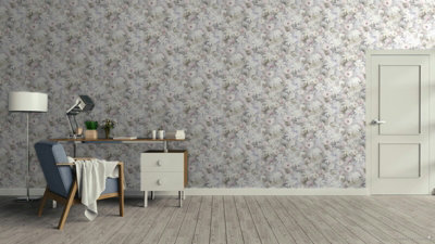 Galerie Blooming Wild Lilac Romantic Daisy Motif Wallpaper Roll