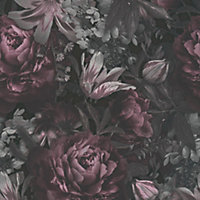 Galerie Blooming Wild Pink/Grey Antique Floral Motif Wallpaper Roll