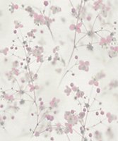 Galerie Blooming Wild Pink/Grey Delicate Buttercup Motif Wallpaper Roll