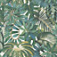 Galerie Blooming Wild Tropical Green Tropical Leaf Motif Wallpaper Roll