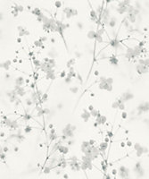Galerie Blooming Wild White/Grey Delicate Buttercup Motif Wallpaper Roll