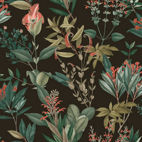 Galerie Botanica Black Mystic Floral Smooth Wallpaper