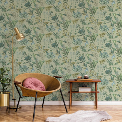 Galerie Botanica Green Mystic Floral Smooth Wallpaper