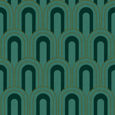 Galerie Botanica Green Retro Arch Smooth Wallpaper