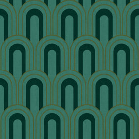 Galerie Botanica Green Retro Arch Smooth Wallpaper