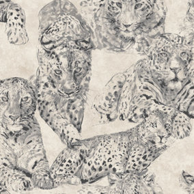 Galerie Botanica Grey Beige Leopard Smooth Wallpaper