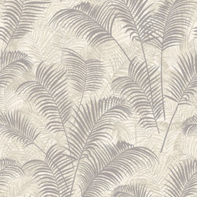 Galerie Botanica Grey Tropical Leaves Smooth Wallpaper