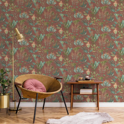 Galerie Botanica Red Mystic Floral Smooth Wallpaper