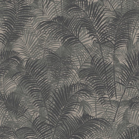 Galerie Botanica Taupe Tropical Leaves Smooth Wallpaper