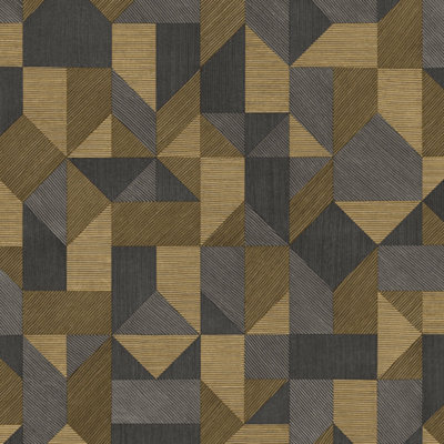 Galerie Botanica Yellow Brown Grey Cubics Smooth Wallpaper