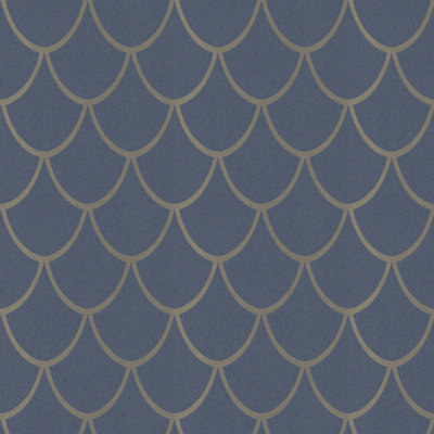 Galerie City Glam Gold Blue Geometric Embossed Wallpaper