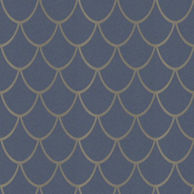 Galerie City Glam Gold Blue Geometric Embossed Wallpaper