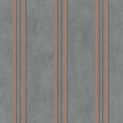 Galerie City Glam Grey Rose Gold Striped Embossed Wallpaper