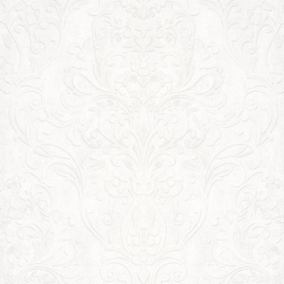 Galerie City Glam White Damask Embossed Wallpaper