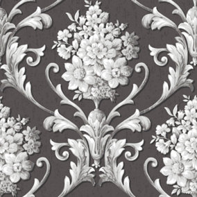 Galerie Classic Silks 3 Black Damask Smooth Wallpaper