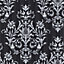 Galerie Classic Silks 3 Black Striped Damask Smooth Wallpaper