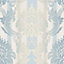 Galerie Classic Silks 3 Blue Fine Stripe Damask Embossed Wallpaper