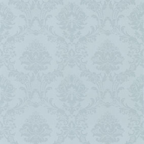 Galerie Classic Silks 3 Blue Silk Effect Damask Smooth Wallpaper