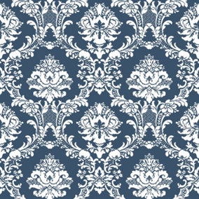 Galerie Classic Silks 3 Blue Silk Effect Damask Smooth Wallpaper